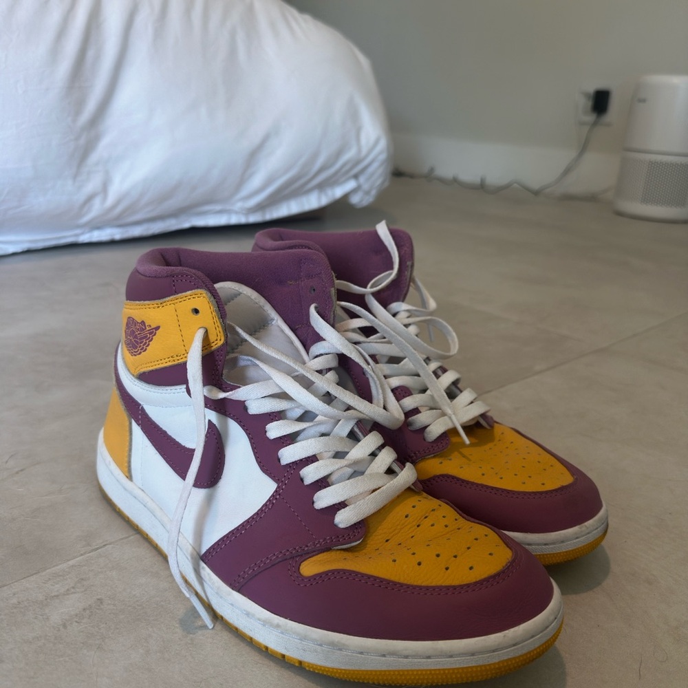 Purple and Yellow High-Top Sneakers